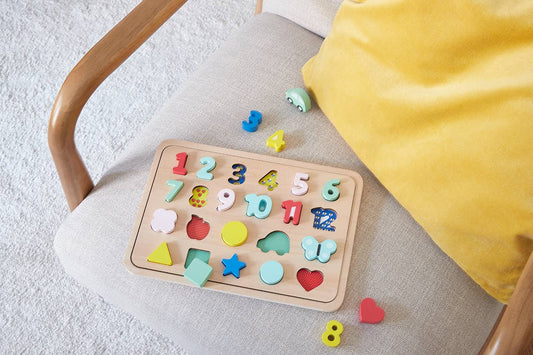Wooden Tray Puzzle - Numbers, Shapes, Colors