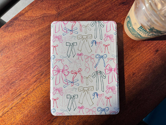 Illustrated Bows Kindle Case w/ Handle and Clear Back