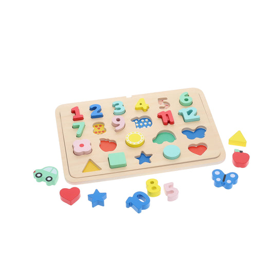 Wooden Tray Puzzle - Numbers, Shapes, Colors